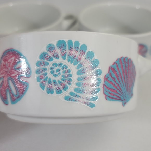 (3) Vtg 1989 Maison Blanche Seashell Motif Soup Bowls With Handles - Picture 4 of 16